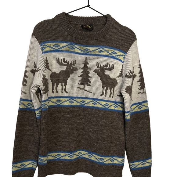 Vintage Other - Vintage Alps Knitmeister Sweater Reindeer Cabin Knit Holiday Brown wool size M